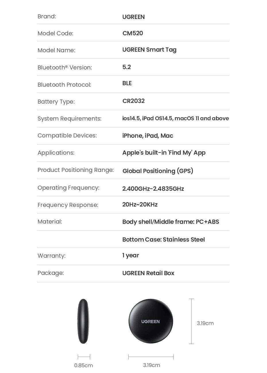 UGREEN Finder Security SmartTrack AirTag