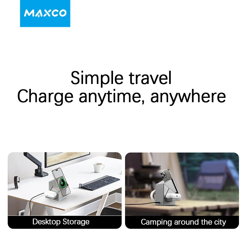 Certified Qi2 3-in-1 Magnetic Wireless Charging Stand iPhone