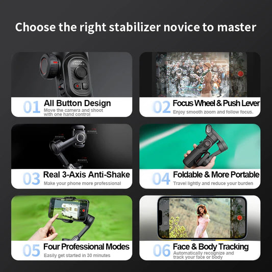 AOCHUAN 3-Axis Handheld Gimbal Stabilizer for Smartphone Audio & Video