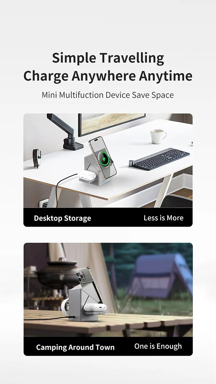 Certified Qi2 3-in-1 Magnetic Wireless Charging Stand iPhone