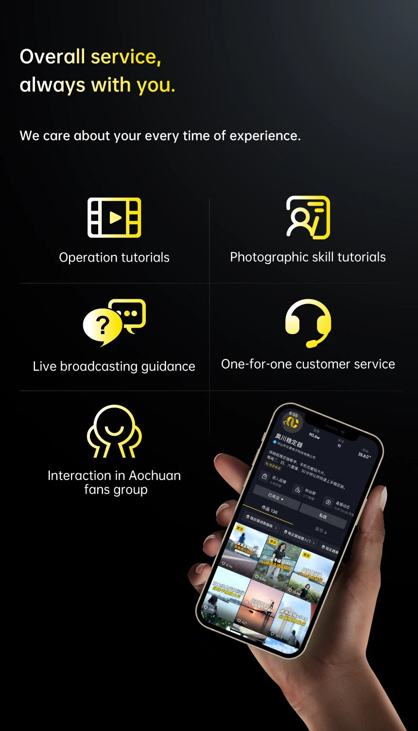 AOCHUAN 3-Axis Handheld Gimbal Stabilizer for Smartphone Audio & Video
