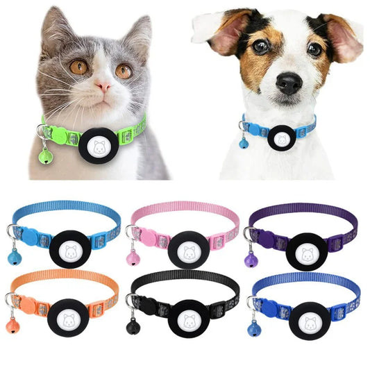 AirTag cat/dog collar pet colored reflective collar silicone anti loss pet collar
