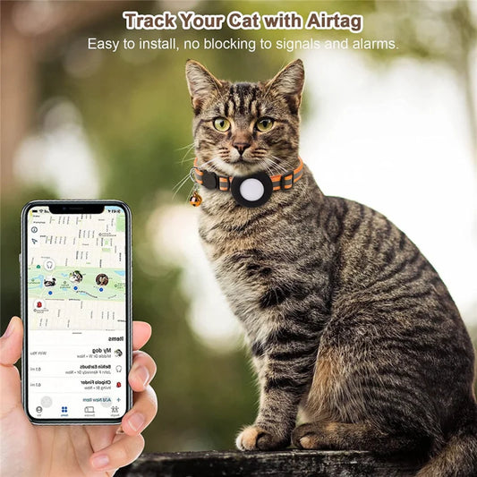 AirTag cat/dog collar pet colored reflective collar silicone anti loss pet collar