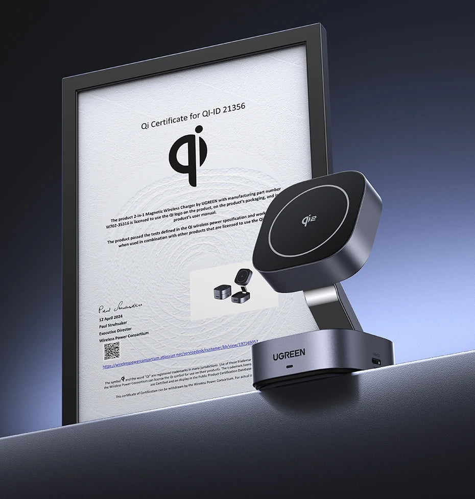 UGREEN Qi2 25W Magnetic Wireless Charger Stand 2-in-1