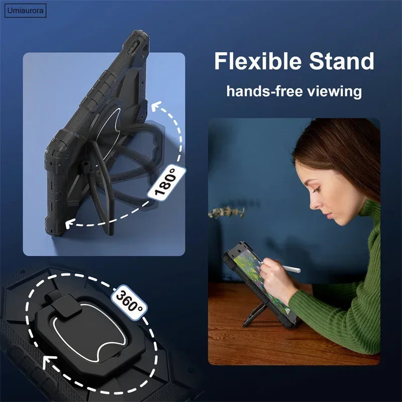 Kids Ipad Case Rotation Handle Stand