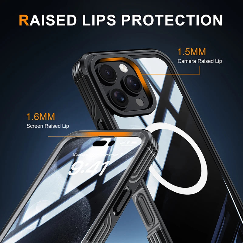 3-in-1 Magnetic Clear Full Protection Case for iPhone 16 / 16 Pro / 16 Pro Max