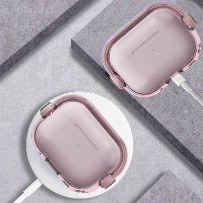 Crystal Hard Shell Case with Metal Clip for AirPods