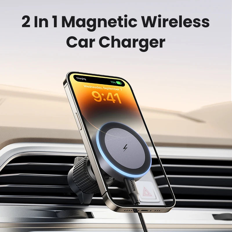UGREEN Qi2 15W Magnetic Car Phone Holder Charging for Magsafe