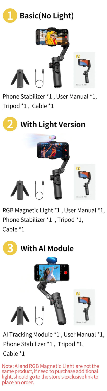AOCHUAN 3-Axis Handheld Gimbal Stabilizer for Smartphone Audio & Video