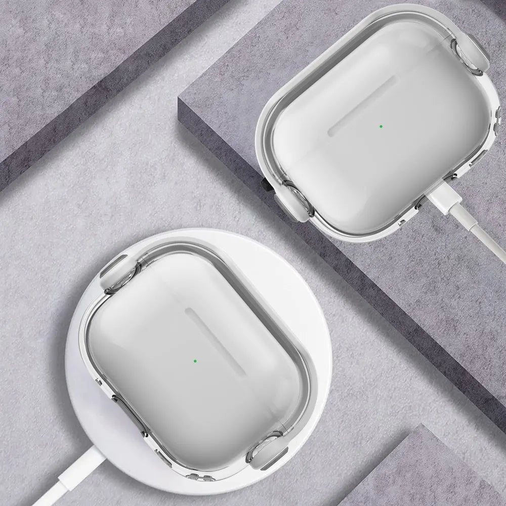Crystal Hard Shell Case with Metal Clip for AirPods