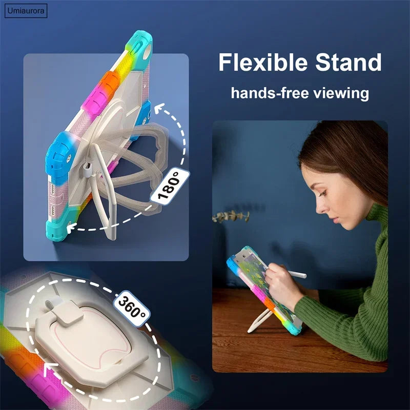 Kids Ipad Case Rotation Handle Stand