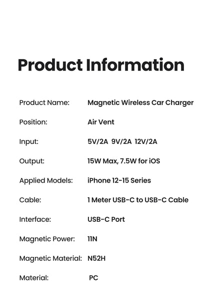 UGREEN Qi2 15W Magnetic Car Phone Holder Charging for Magsafe