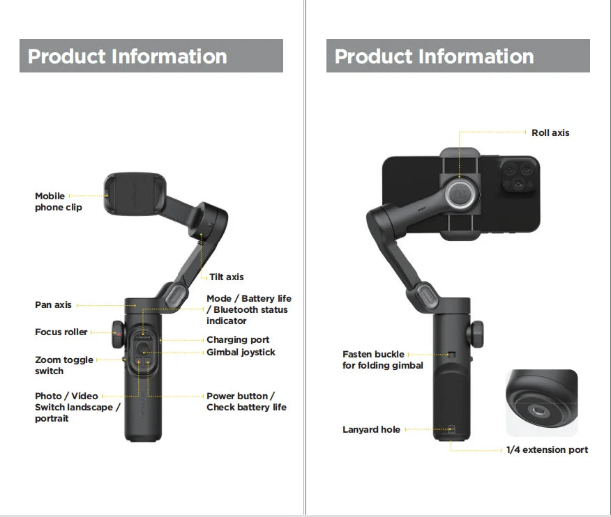 AOCHUAN 3-Axis Handheld Gimbal Stabilizer for Smartphone Audio & Video