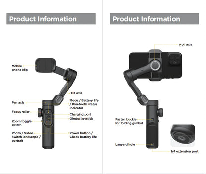 AOCHUAN 3-Axis Handheld Gimbal Stabilizer for Smartphone Audio & Video