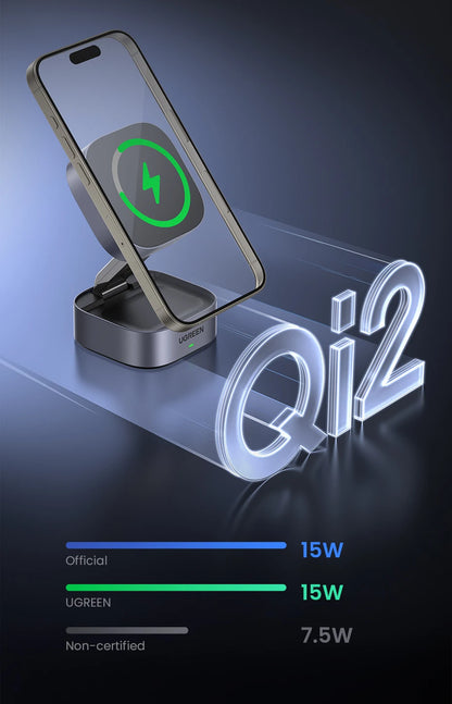 UGREEN Qi2 25W Magnetic Wireless Charger Stand 2-in-1