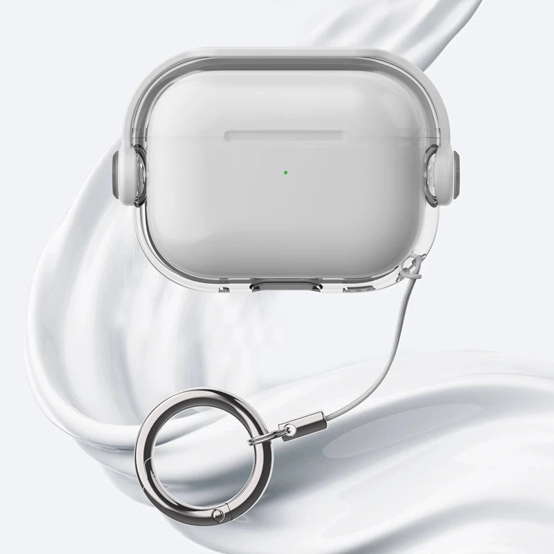 Crystal Hard Shell Case with Metal Clip for AirPods