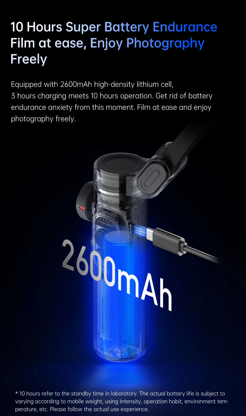 AOCHUAN 3-Axis Handheld Gimbal Stabilizer for Smartphone Audio & Video