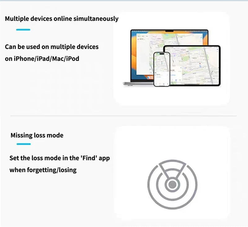 Smart Bluetooth Tracker Compatible con Apple Find My (AirTag iOS)