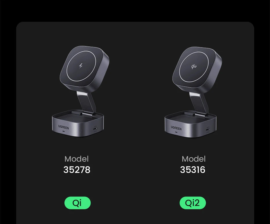 UGREEN Qi2 25W Magnetic Wireless Charger Stand 2-in-1