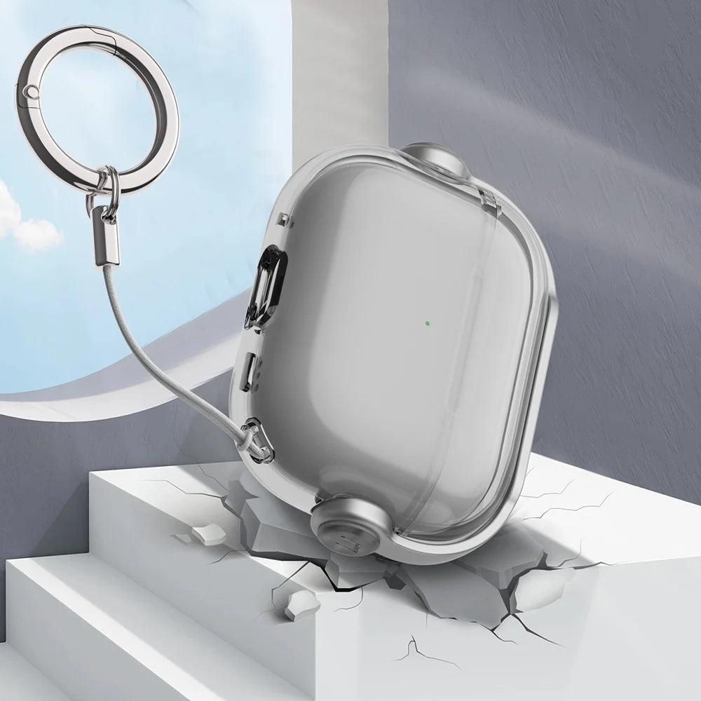 Crystal Hard Shell Case with Metal Clip for AirPods