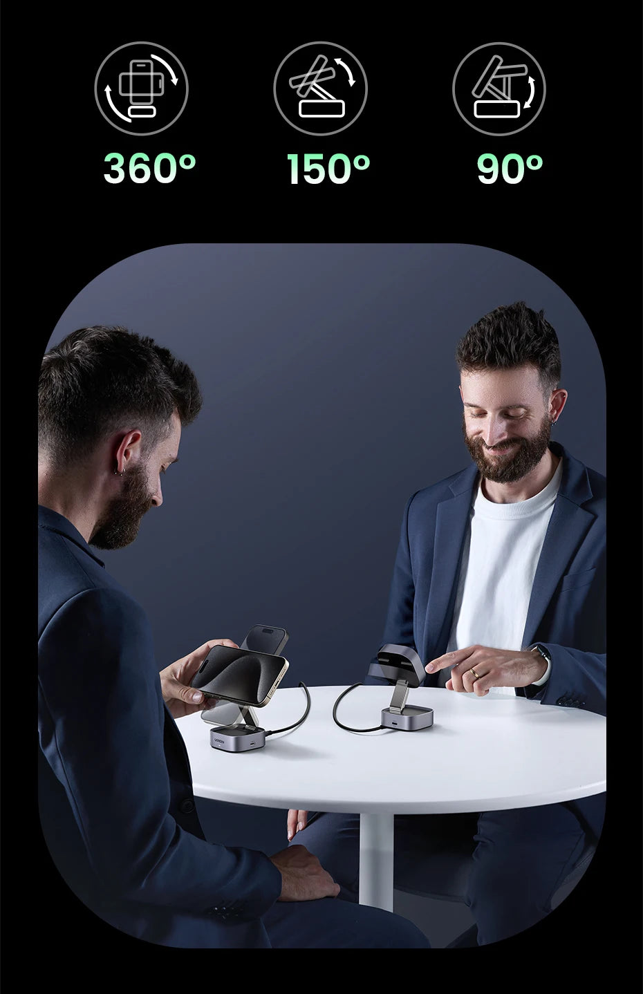 UGREEN Qi2 25W Magnetic Wireless Charger Stand 2-in-1