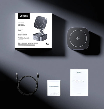 UGREEN Qi2 25W Magnetic Wireless Charger Stand 2-in-1