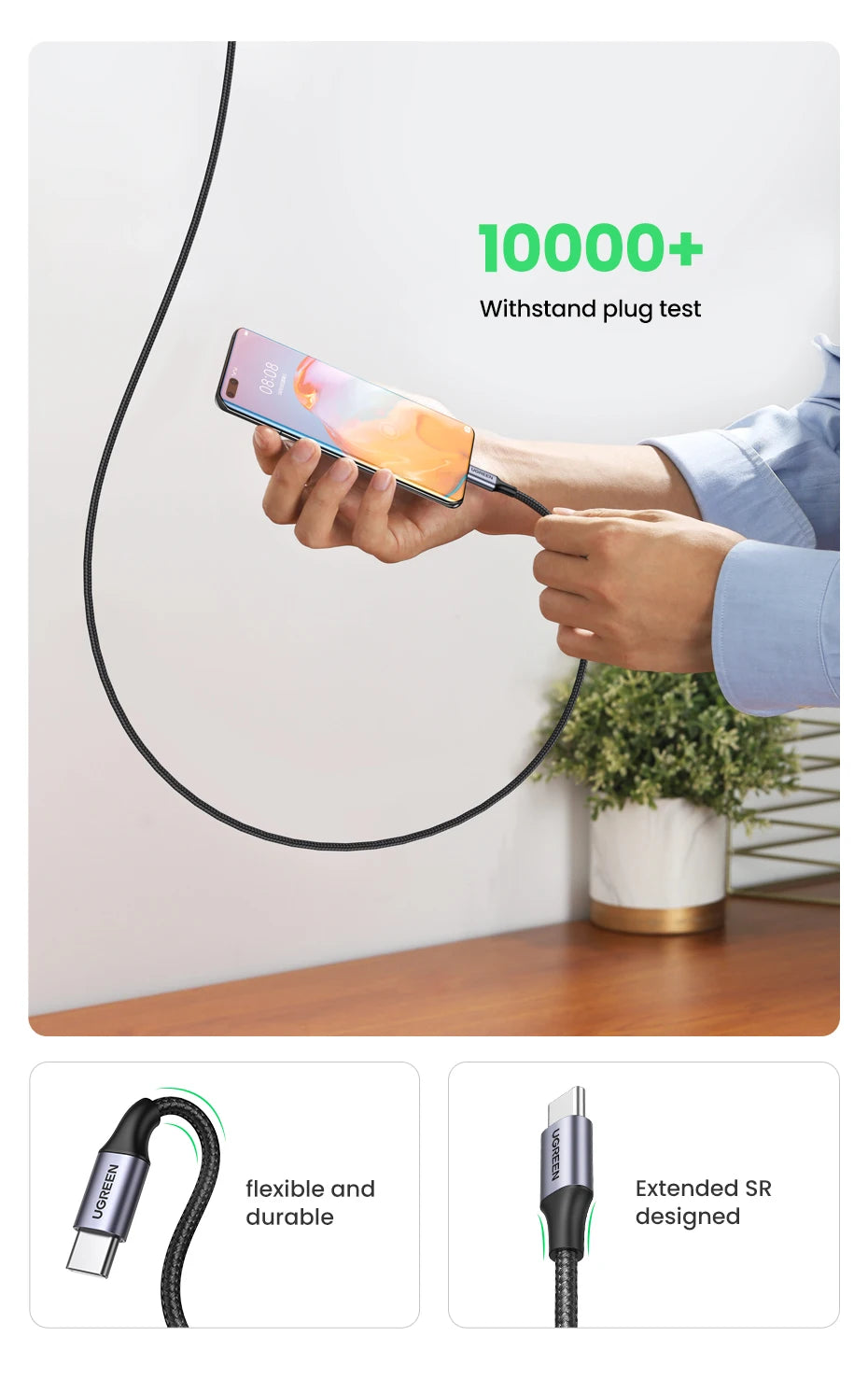 UGREEN 100W USB Type C To USB C Cable For Macbook iPad Iphone