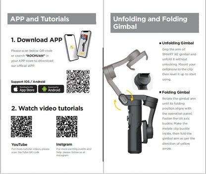 AOCHUAN 3-Axis Handheld Gimbal Stabilizer for Smartphone Audio & Video