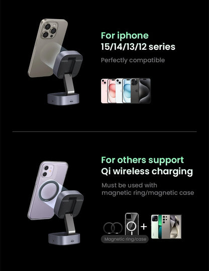 UGREEN Qi2 25W Magnetic Wireless Charger Stand 2-in-1