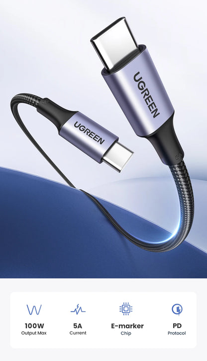 UGREEN 100W USB Type C To USB C Cable For Macbook iPad Iphone