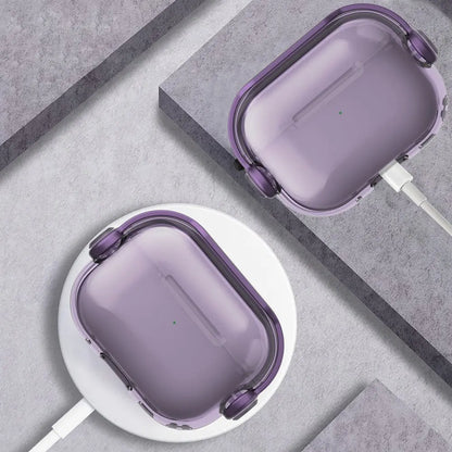 Crystal Hard Shell Case with Metal Clip for AirPods