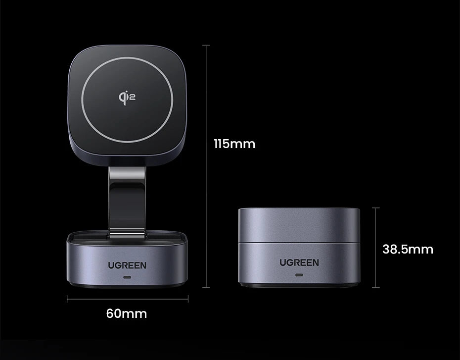 UGREEN Qi2 25W Magnetic Wireless Charger Stand 2-in-1